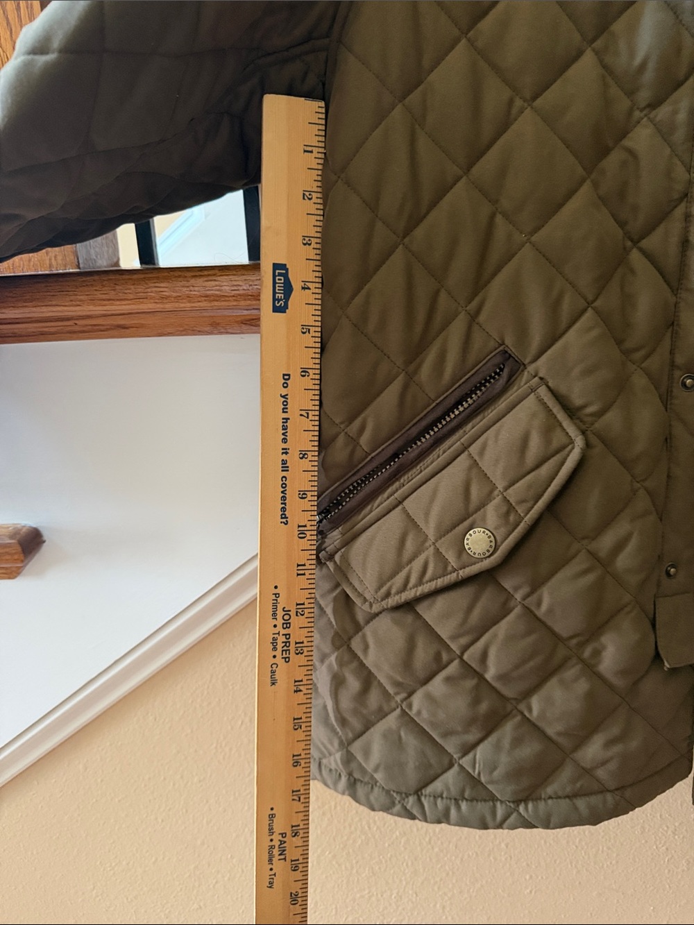 Barbour Olive Quilted Shirt Jacket with Corduroy Collar - Picture 6 of 9